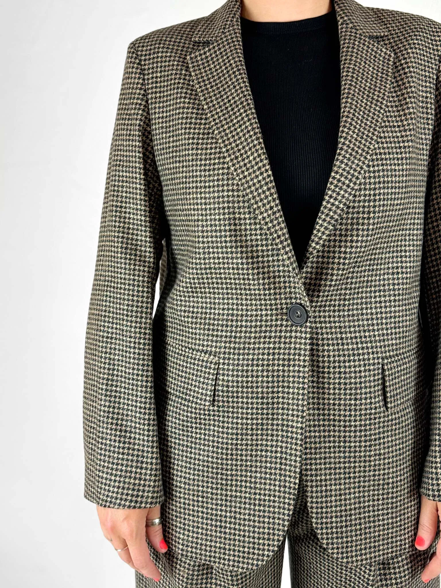 Vouzietino Houndstooth Woollen Jacket