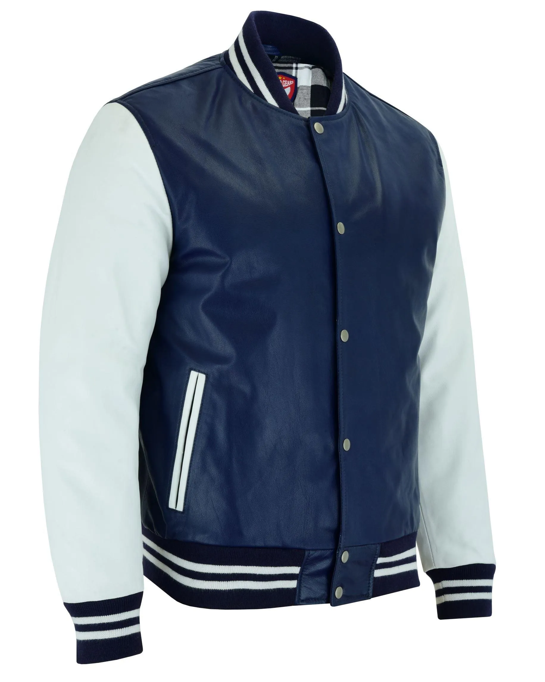 Warrior Gears Classic Hybrid Varsity Jacket for Kids, Toddler Letterman Bomber Jacket for Boys, Unisex Varsity   Jacket Girls, Blue Leather Body & White Leather Sleeves