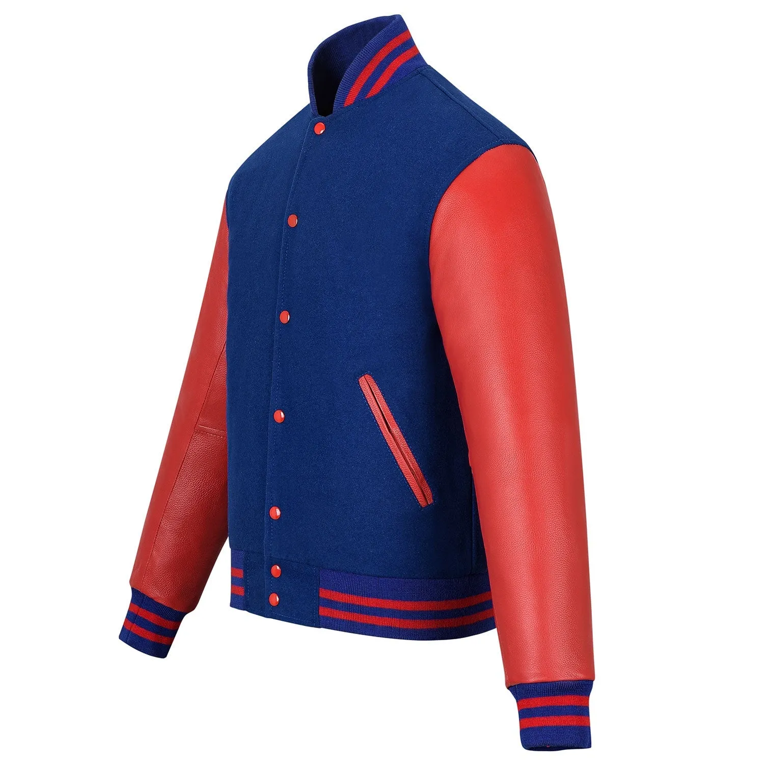 Warrior Gears Classic Hybrid Varsity Jacket for Kids, Toddler Letterman Bomber Jacket for Boys, Unisex Varsity Jacket Girls, Royal Blue Pure Wool Body & Red Cowhide Leather Sleeves