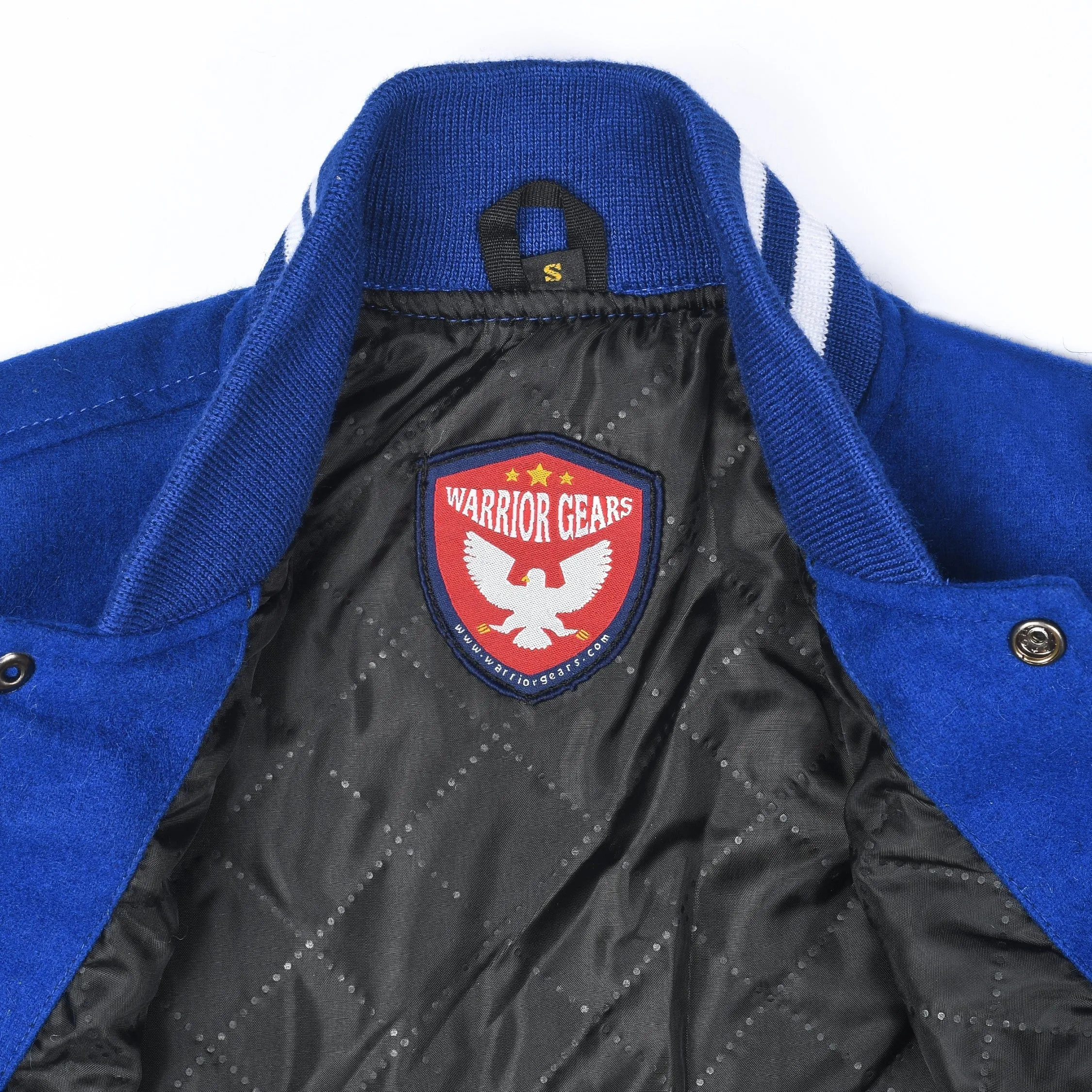 Warrior Gears Classic Hybrid Varsity Jacket for Kids, Toddler Letterman Bomber Jacket for Boys, Unisex Varsity Jacket Girls, Royal Blue Pure Wool Body & White Cowhide Leather Sleeves