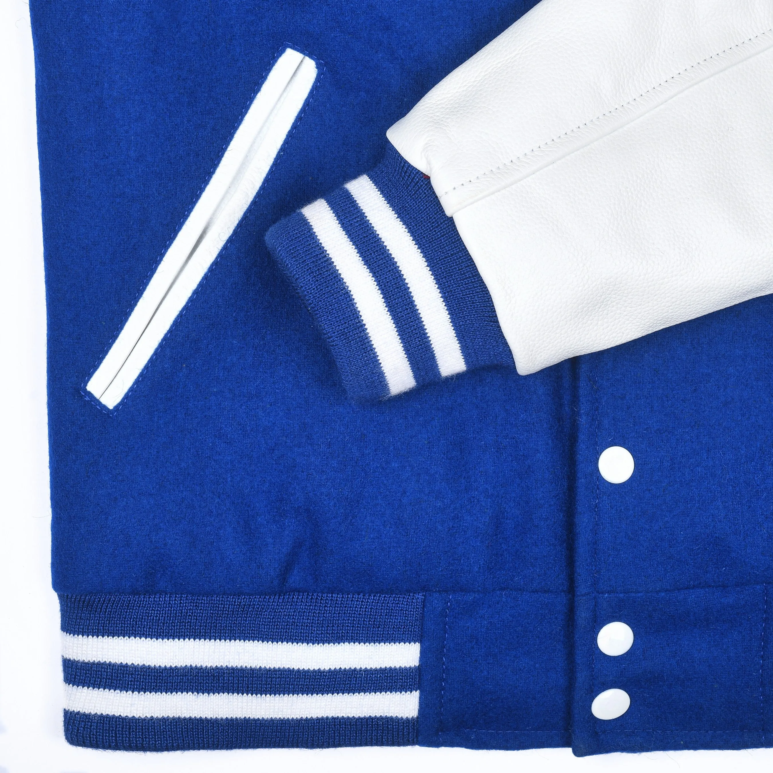 Warrior Gears Classic Hybrid Varsity Jacket for Kids, Toddler Letterman Bomber Jacket for Boys, Unisex Varsity Jacket Girls, Royal Blue Pure Wool Body & White Cowhide Leather Sleeves