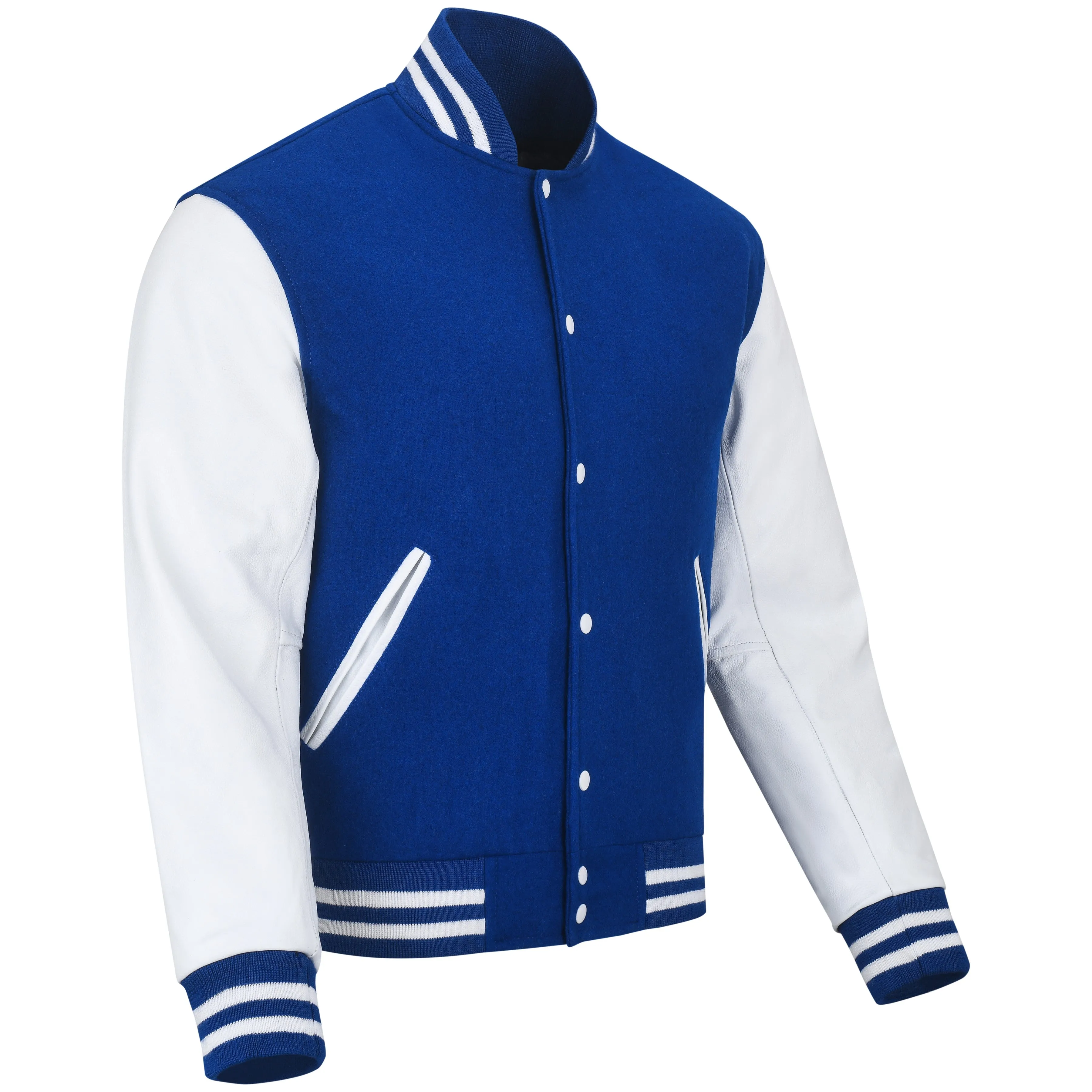 Warrior Gears Classic Hybrid Varsity Jacket for Kids, Toddler Letterman Bomber Jacket for Boys, Unisex Varsity Jacket Girls, Royal Blue Pure Wool Body & White Cowhide Leather Sleeves