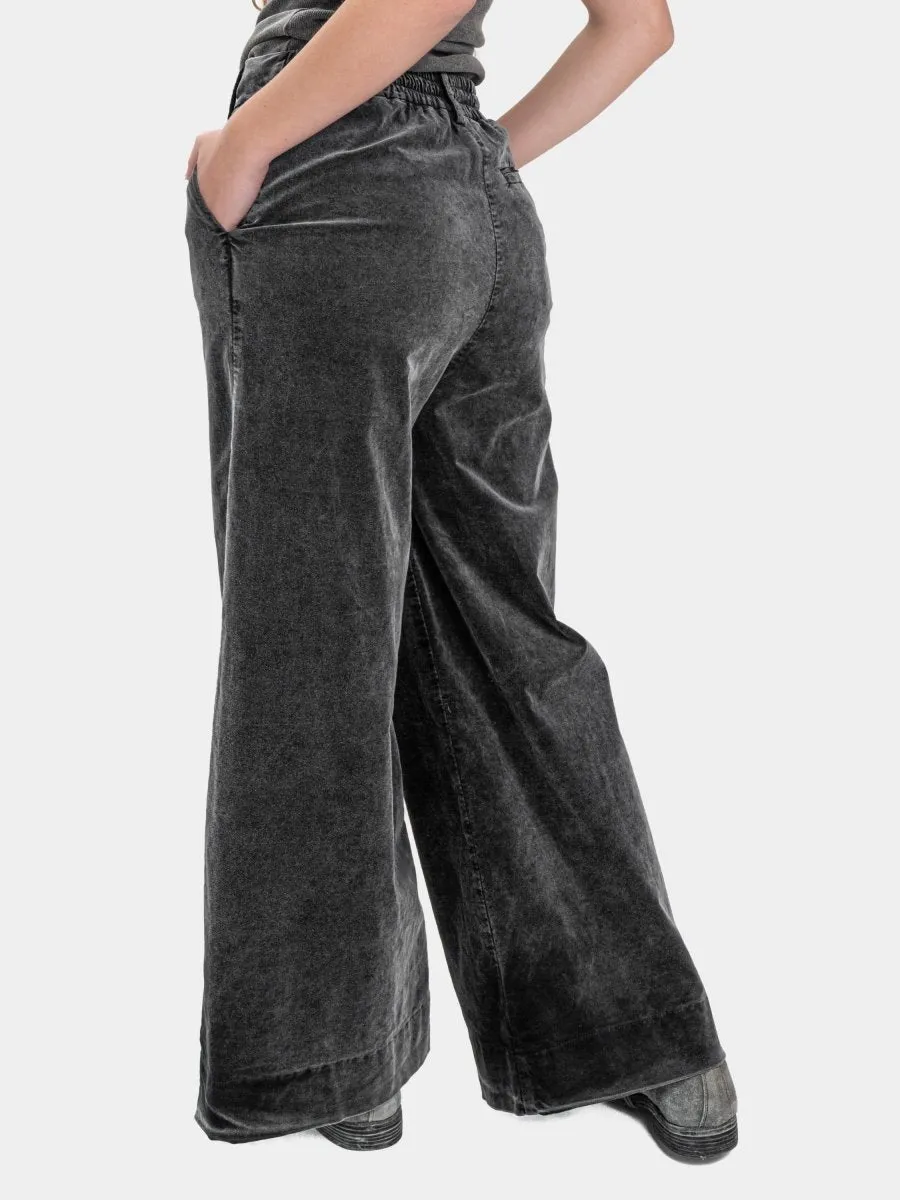 Wide Leg Velvet Trousers