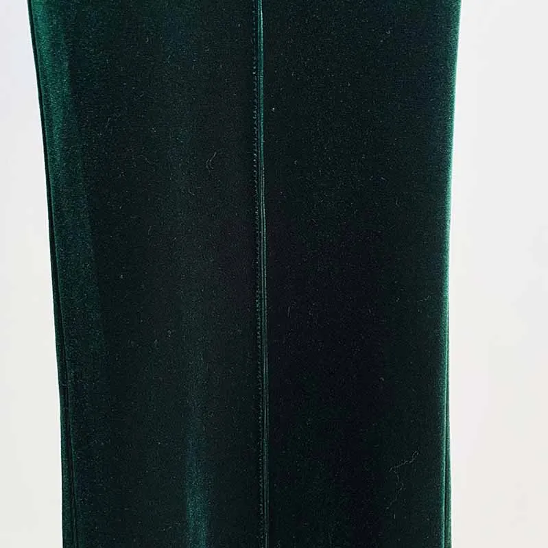 Women Velvet Green Blazer   Flare Trousers Suit