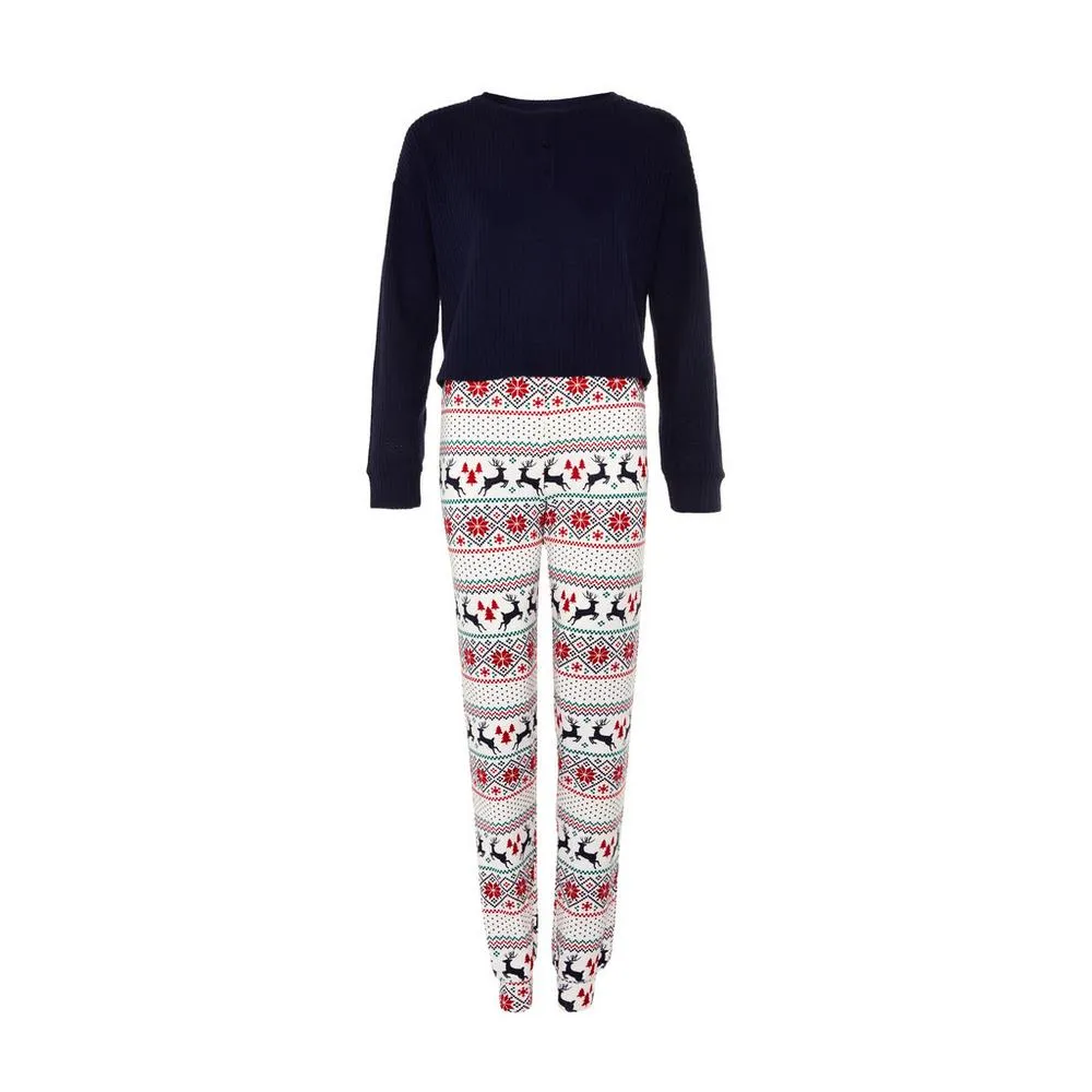 Womens Casual Printed Holiday Cozy Pajama Joggers