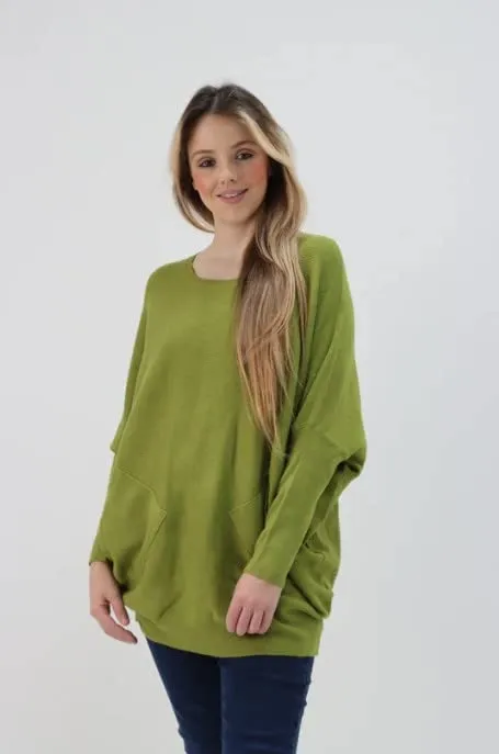 Womens Plaited Back Jumper Italian Knitted  Batwing Top