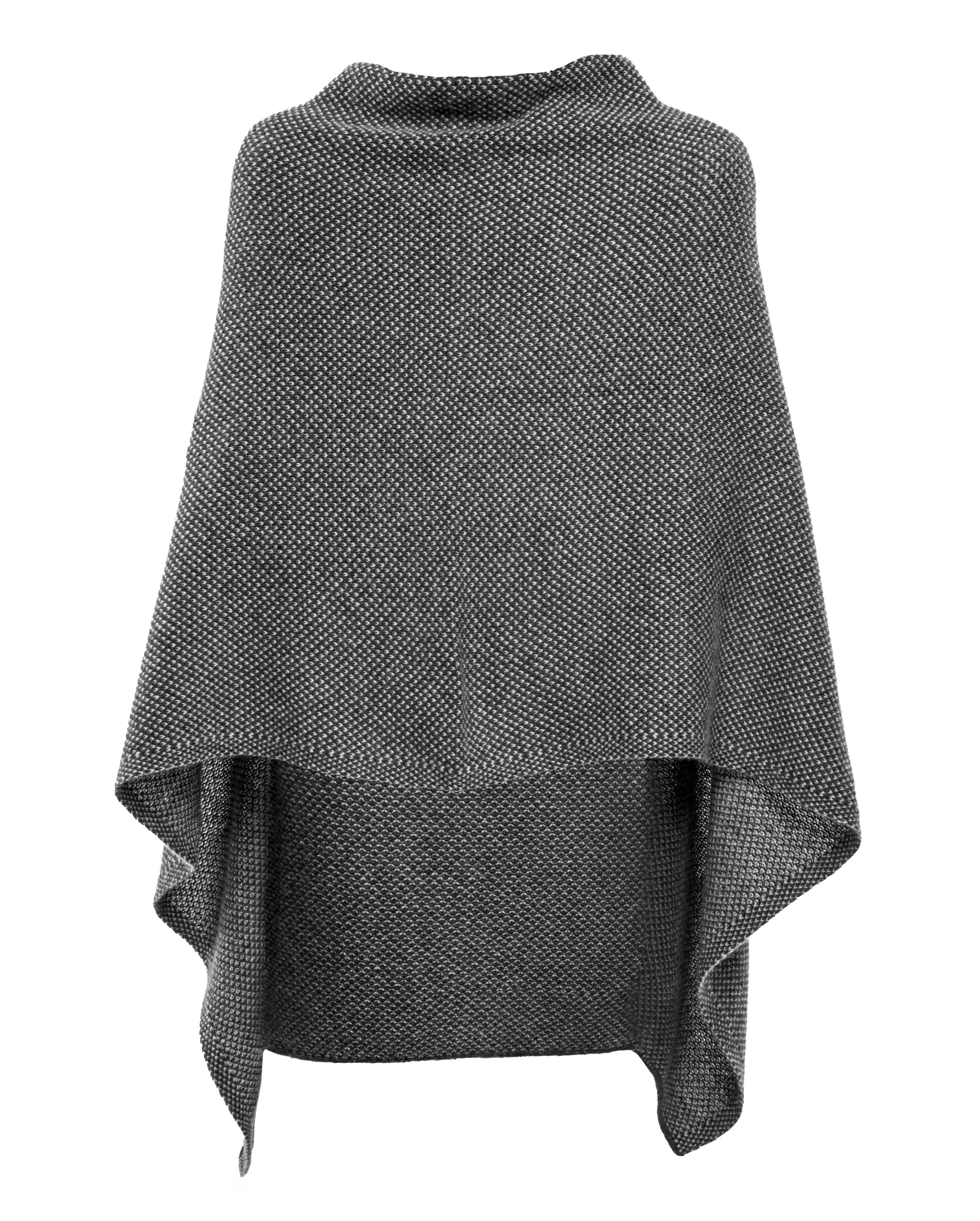 Womens's Pure Cashmere Asymmetric Poncho Black