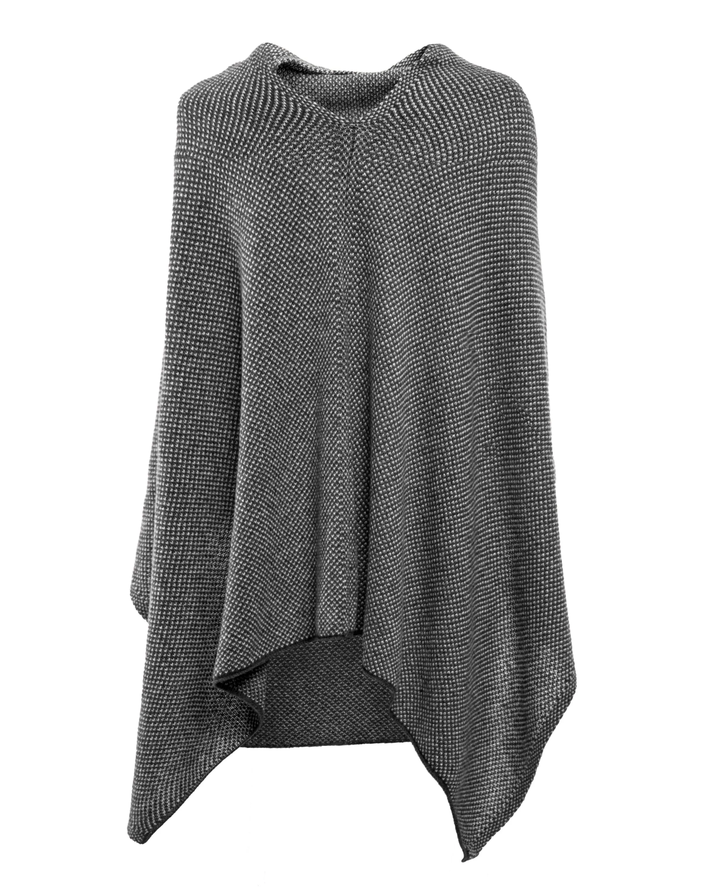 Womens's Pure Cashmere Asymmetric Poncho Black