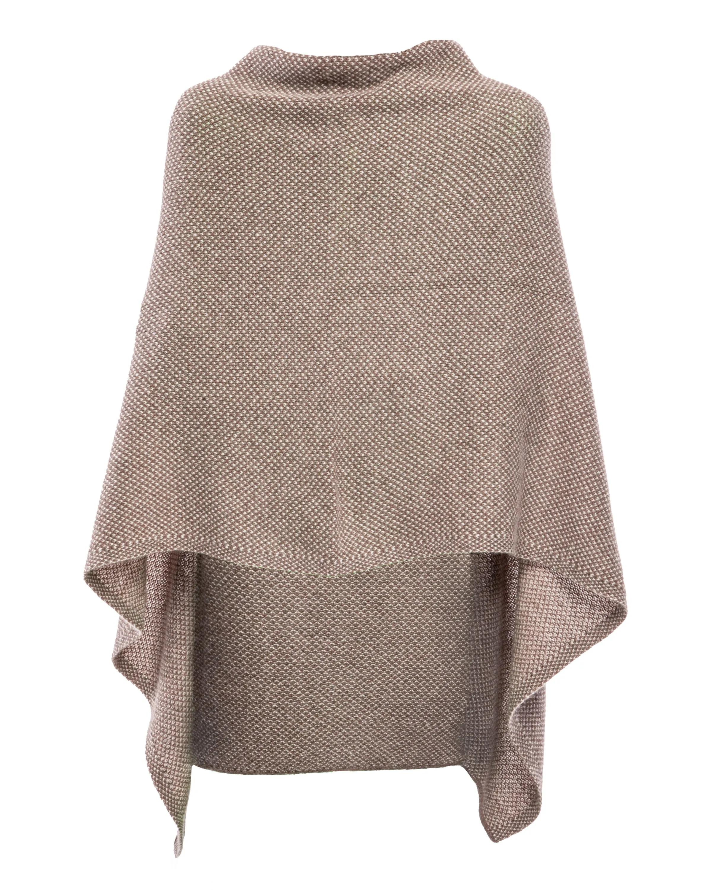 Womens's Pure Cashmere Asymmetric Poncho Light Brown