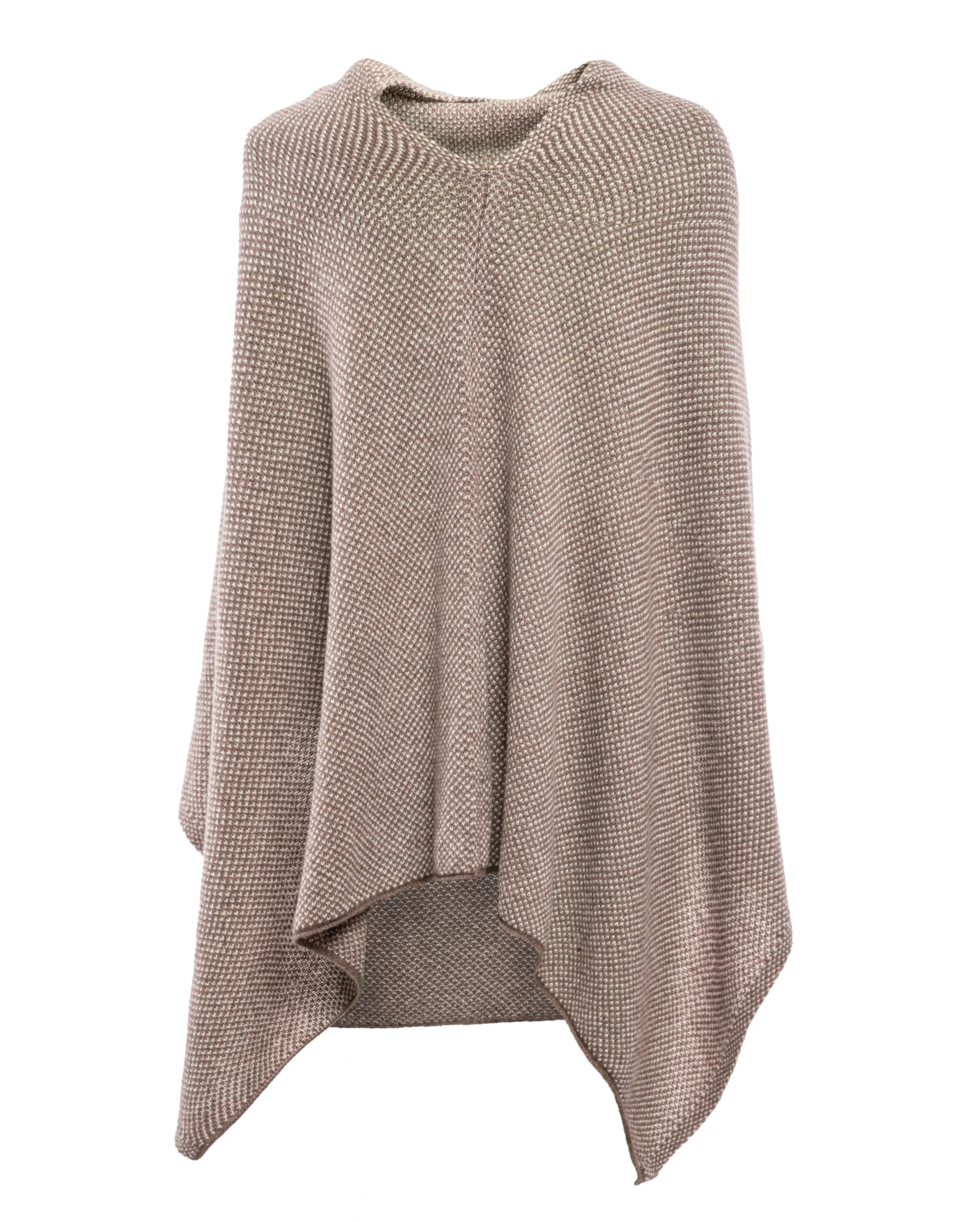 Womens's Pure Cashmere Asymmetric Poncho Light Brown