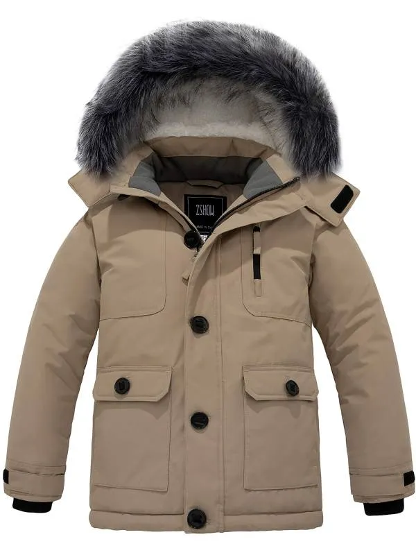 ZSHOW Boy's Mid-Length Hooded Winter Coat Thicken Puffer Jacket