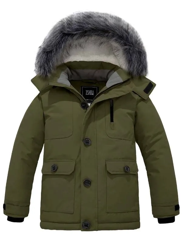 ZSHOW Boy's Mid-Length Hooded Winter Coat Thicken Puffer Jacket